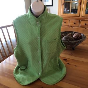 Rafaella Women Spring Green Fleece Vest Size L